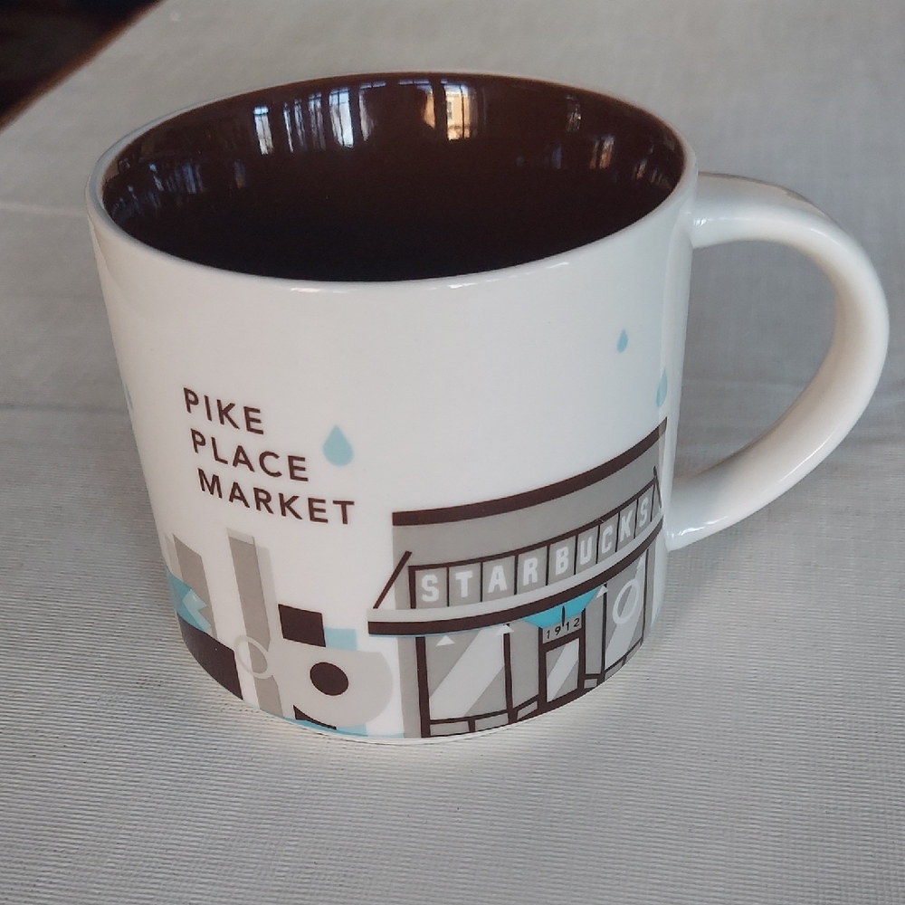 NWT Starbucks Pike Place Market Mug - Brown and Cream